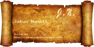 Jakus Nanett névjegykártya